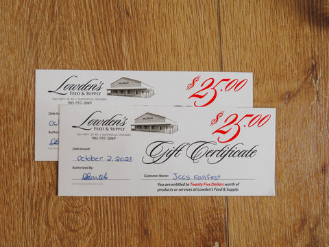 $50 Gift Certificate to Lowden's Feed