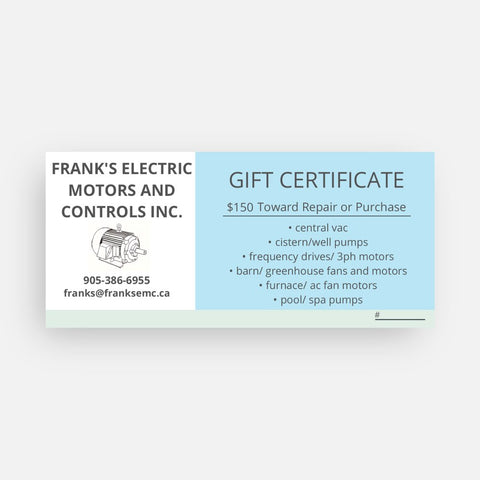 $150 G.C. towards repairs at Franks Electric
