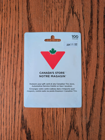 $100 Canadian Tire Gift cards