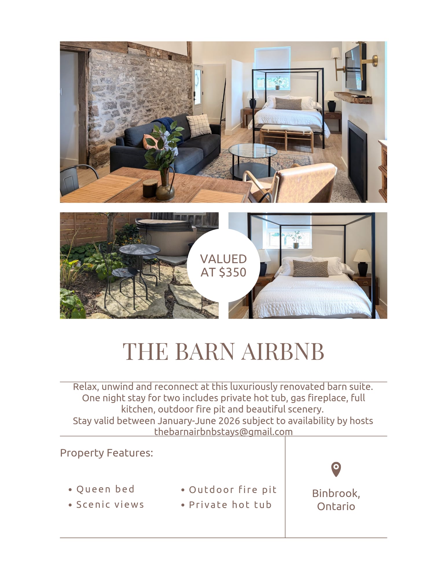 1 night stay at The Barn Airbnb