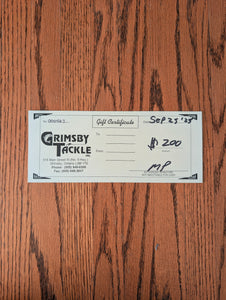 $200 Grimsby Tackle Gift Certificate