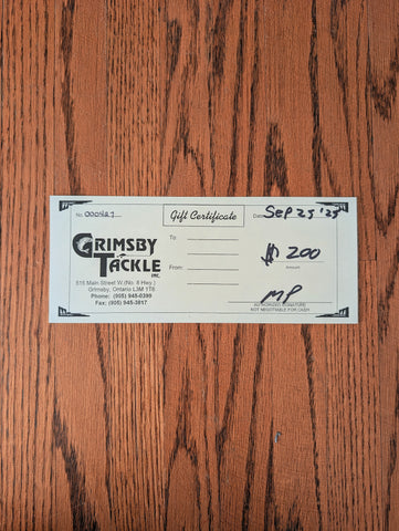 $200 Grimsby Tackle Gift Certificate