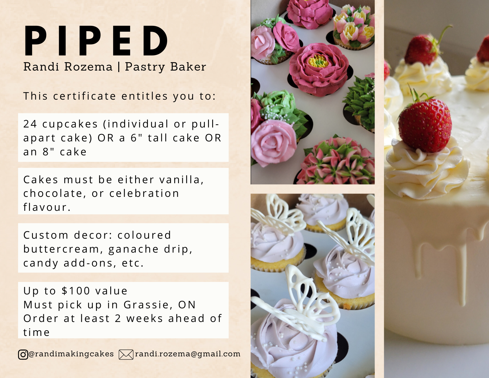 24 Cupcakes or a Cake by Piped