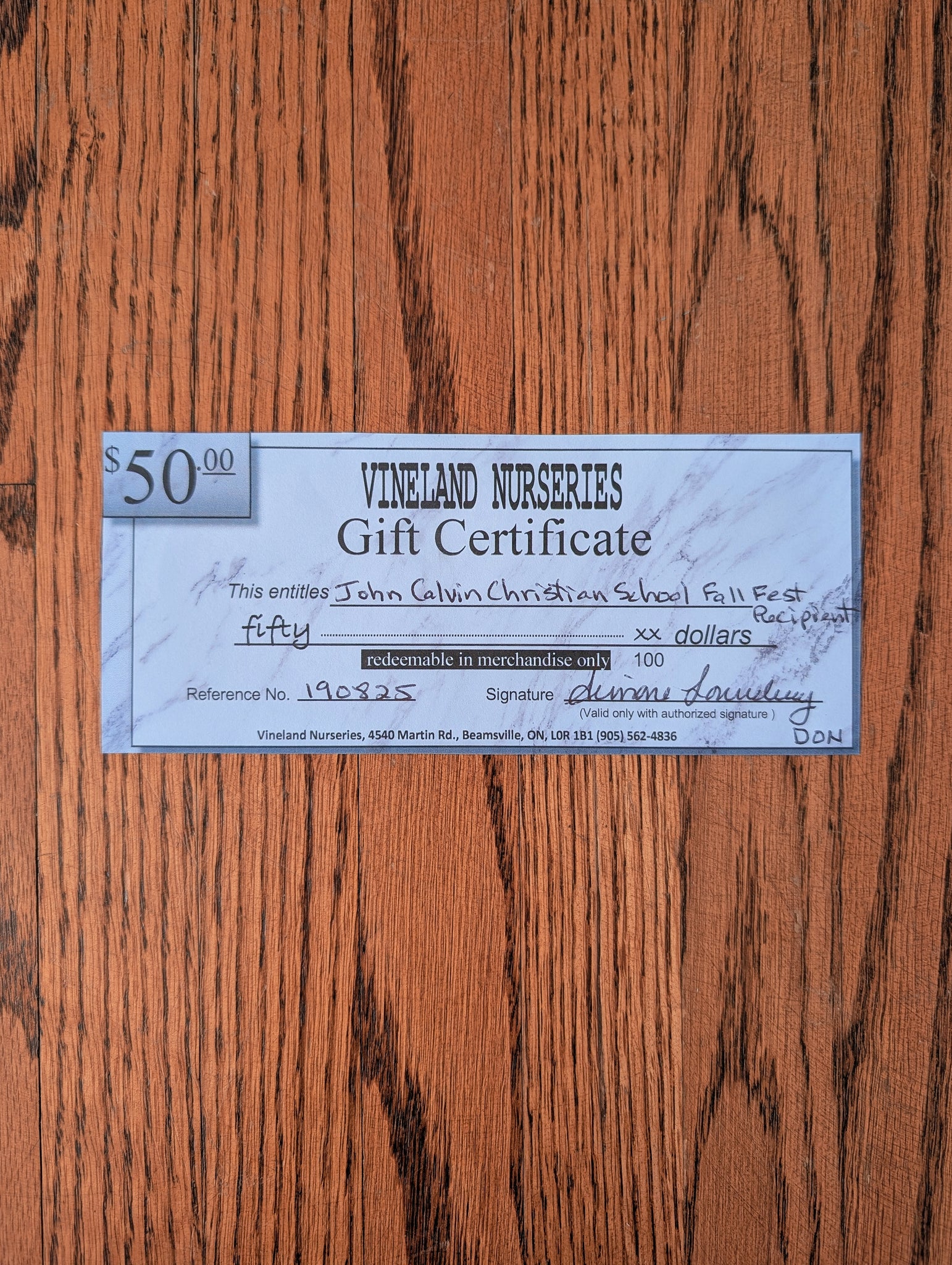 $50 Vineland Nurseries Gift card