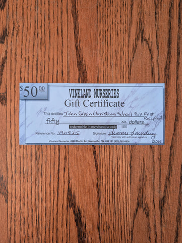 $50 Vineland Nurseries Gift card