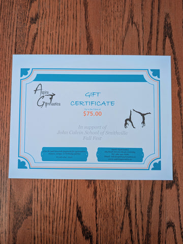 $75 Aspire Gymnastics Gift Certificate