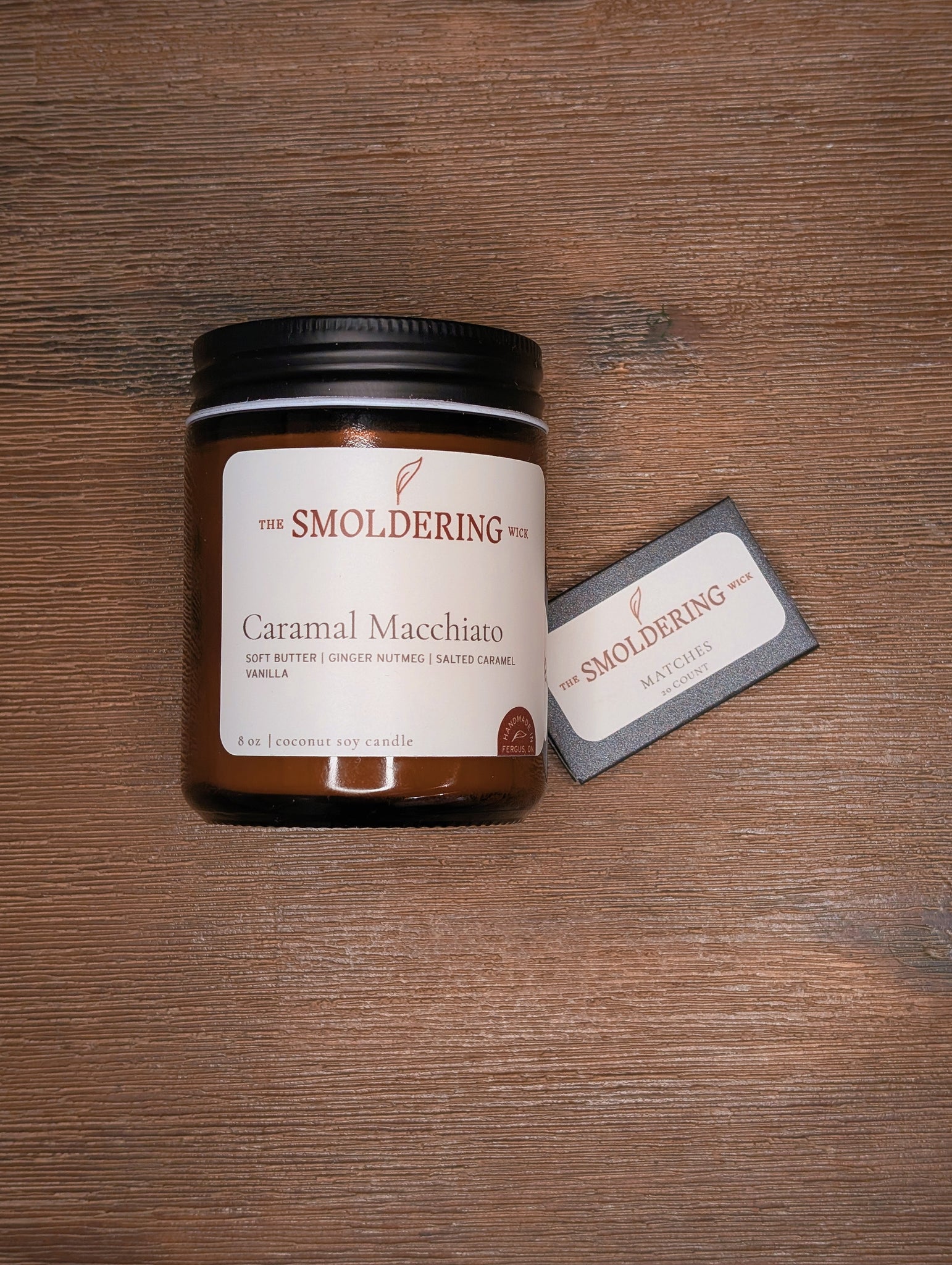 8 oz Caramal Macchiato Candle with Matches