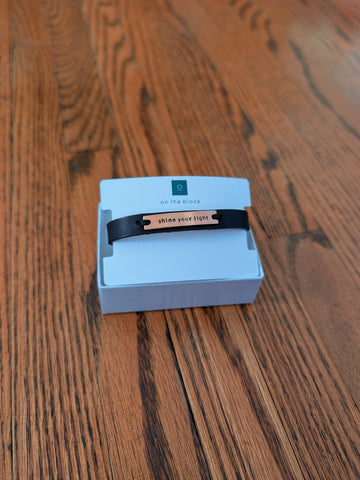 Black Leather and Rose Gold Bracelet