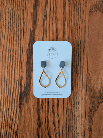 Blue and Gold Tear Drop Earrings