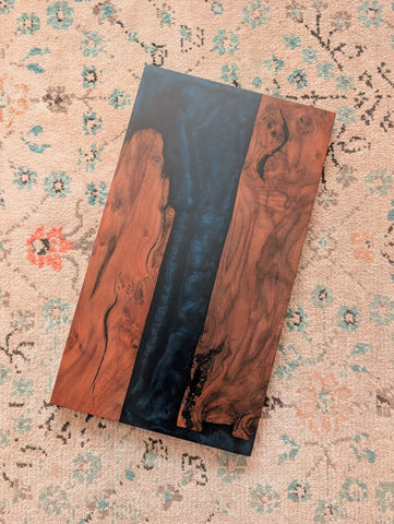 Blue epoxy and Cherry wood Charcuterie Board