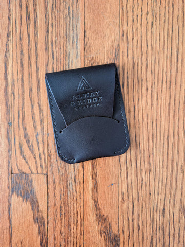 Handmade Black Leather Clip Wallet