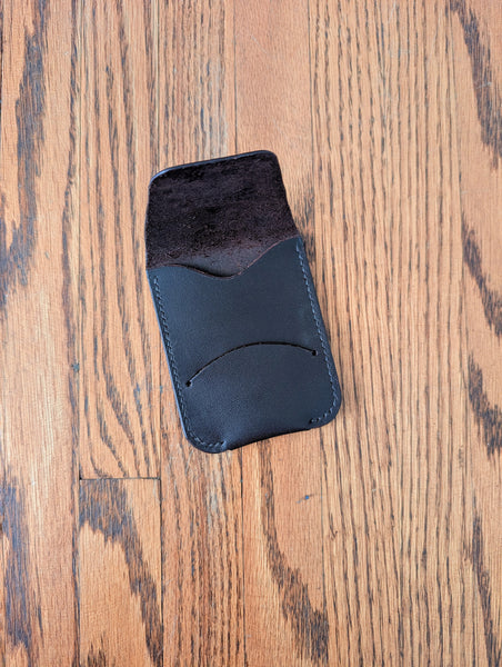 Handmade Black Leather Clip Wallet