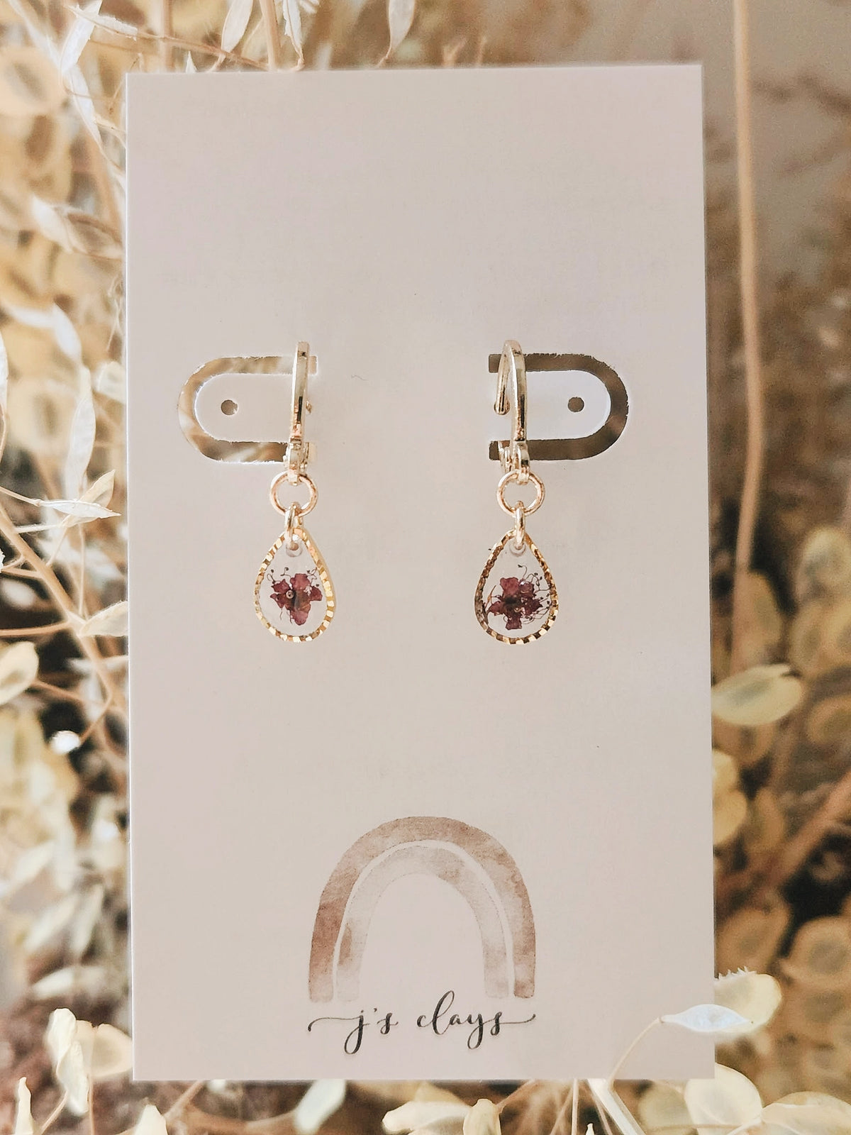 Floral Polymer Clay Tear Drop Earrings