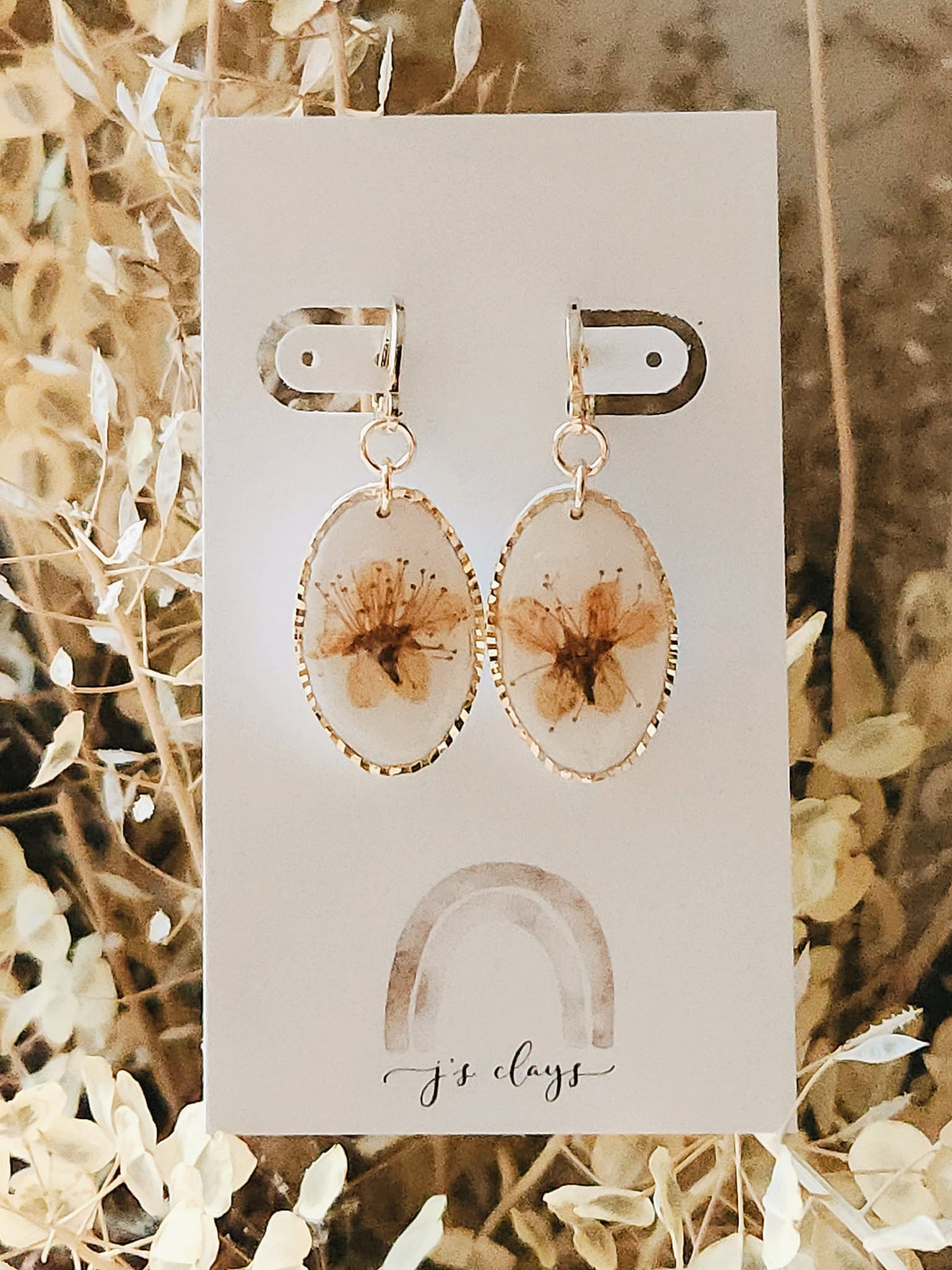 Floral Polymer Clay Oval Earrings