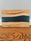 Blue Epoxy and Olive Wood Charcuterie Board