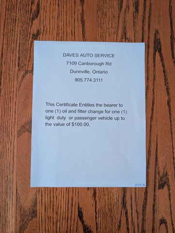 Oil Change up to $100 Value (1)
