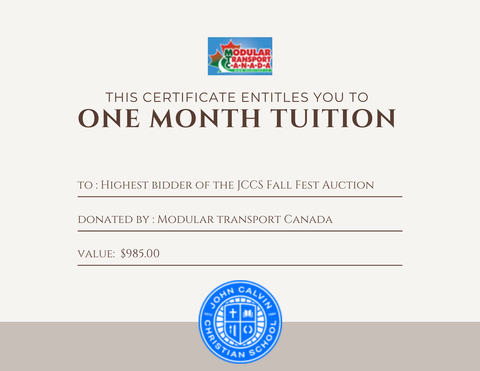 One Month Tuition to JCCS