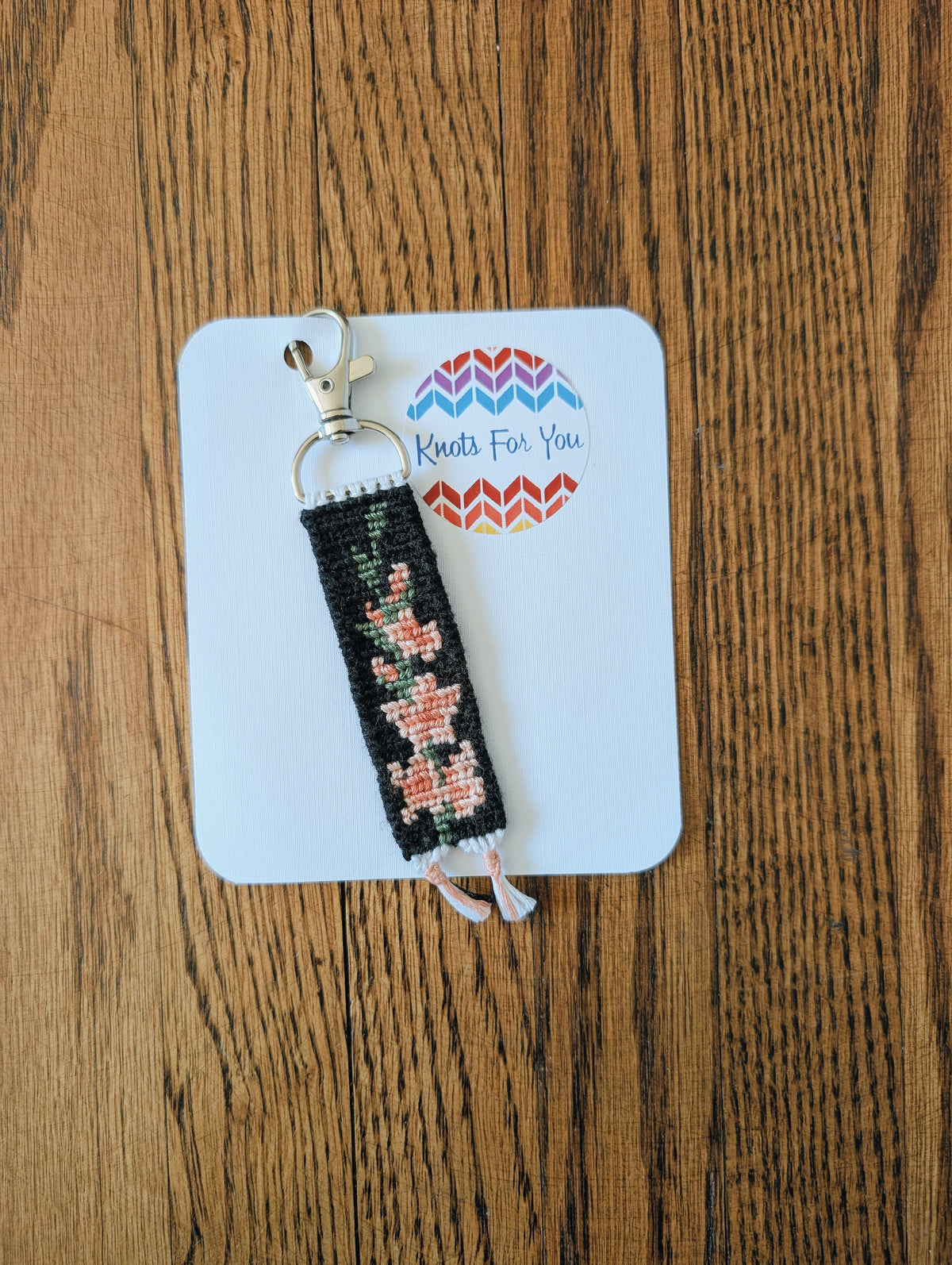 Black and Pink Floral Key Chain