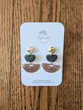 Black and Gold Dangling Fan Earrings