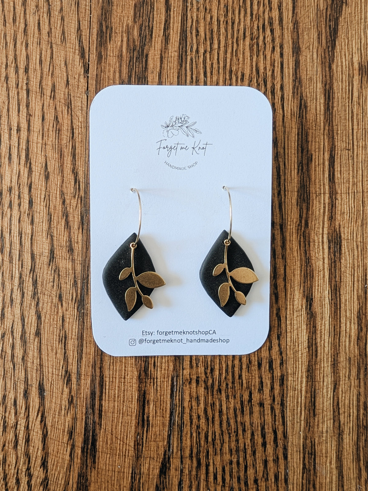 Black and Gold Leaf Hoops