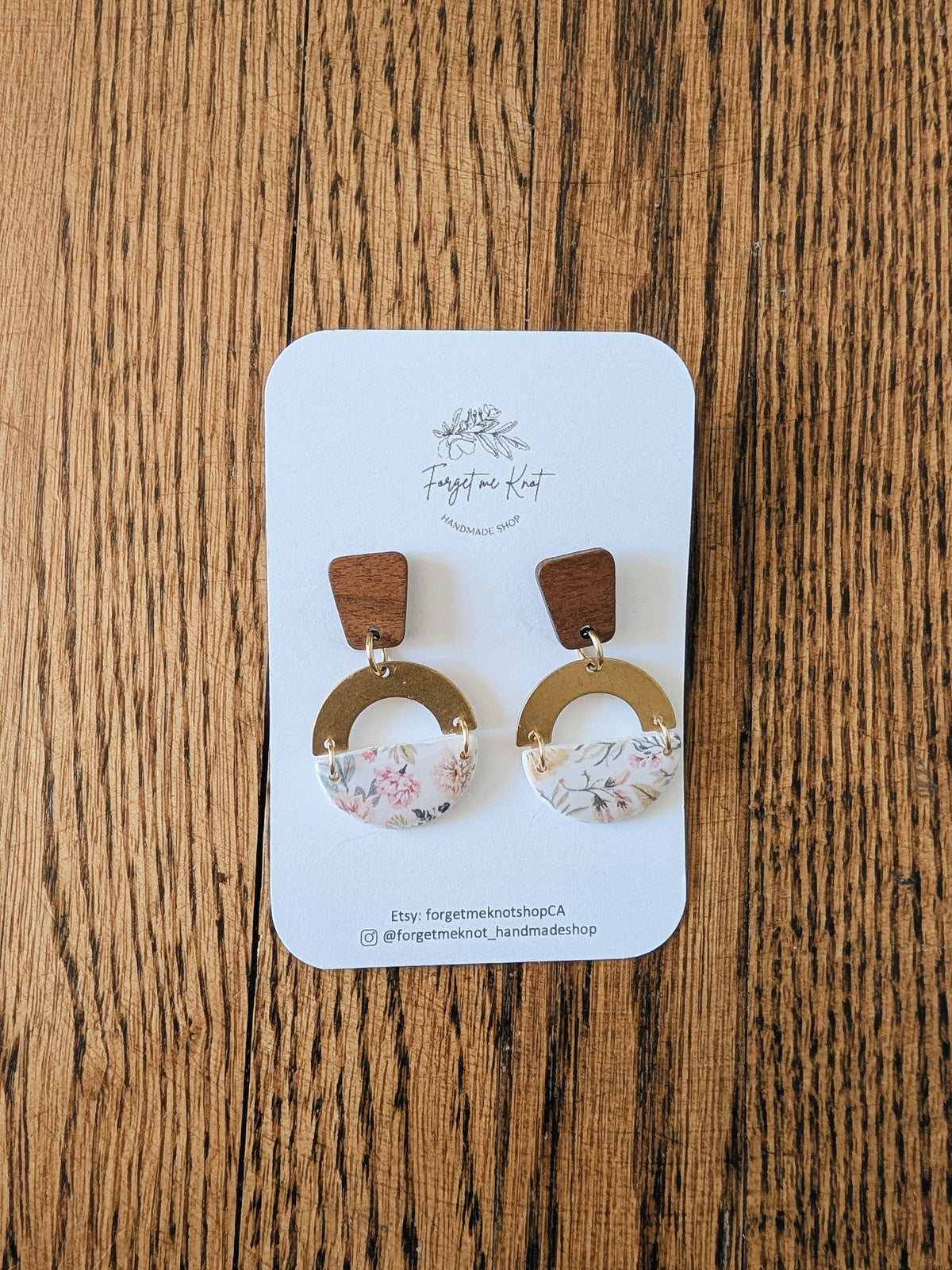 Floral and Gold Dangling Earrings