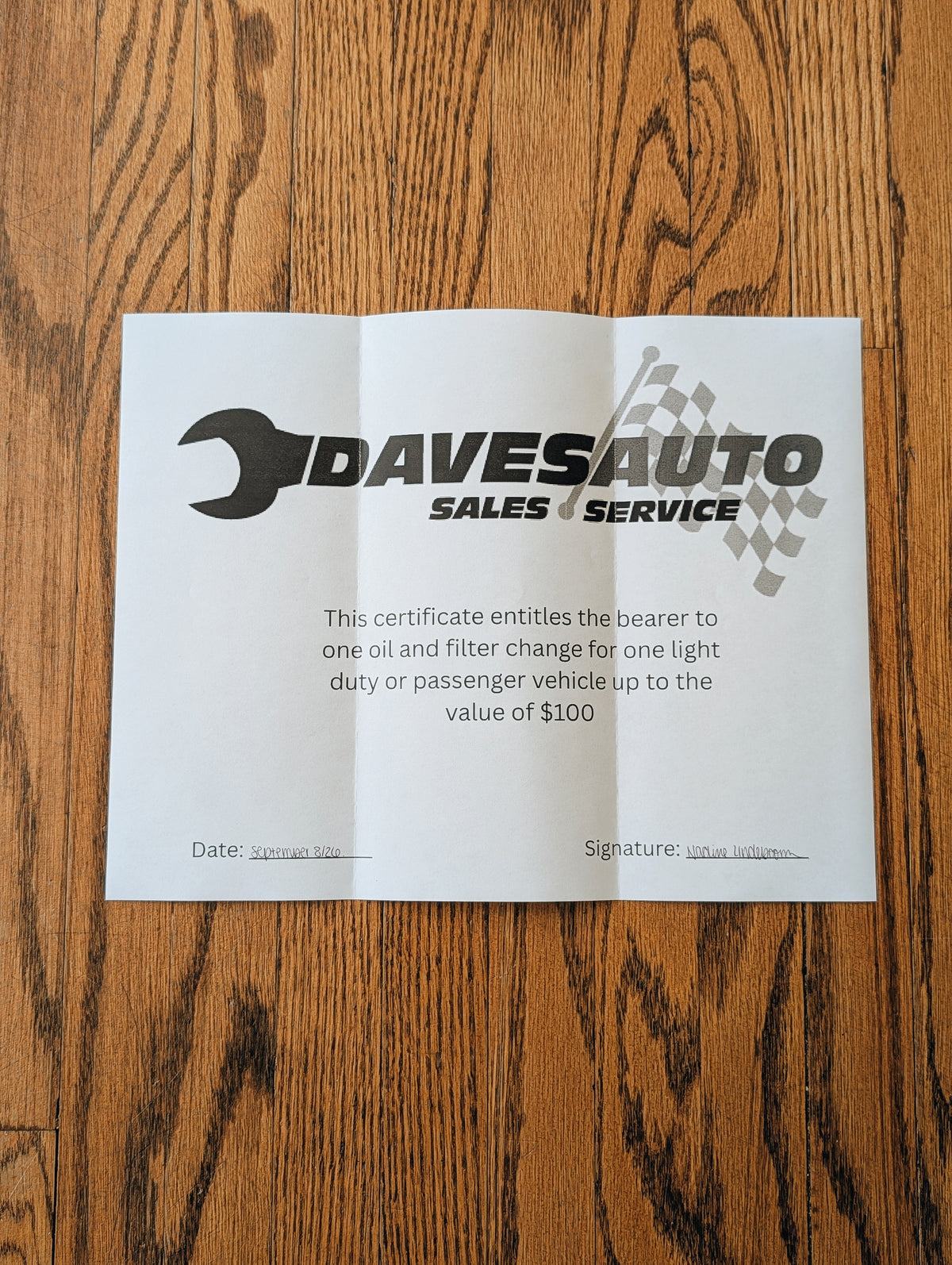 Dave's Auto Oil Change (up to $100 Value) (1)