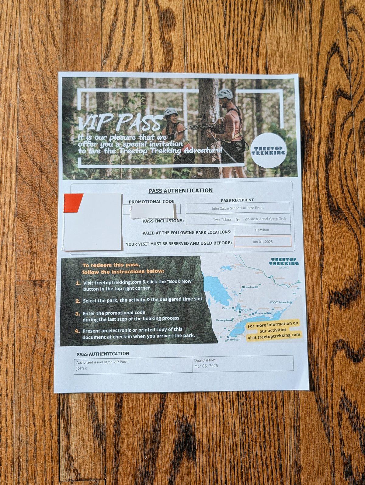 2 Treetop Trekking VIP Passes