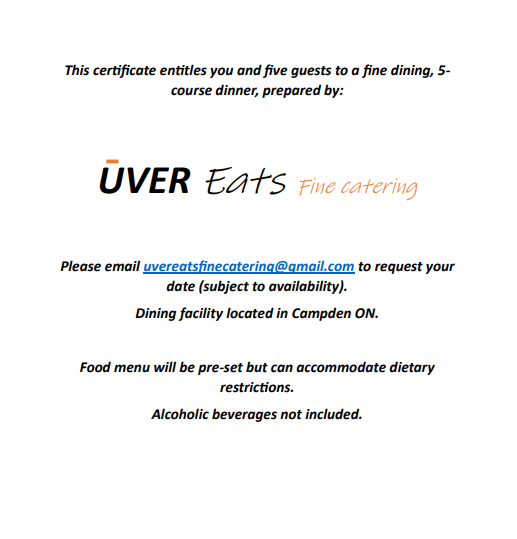 5 Course Meal for 6 People