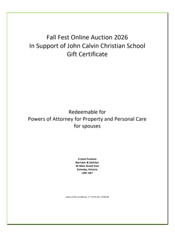 Powers of Attorney for Property and Personal Care x2 - Crystal Paolone