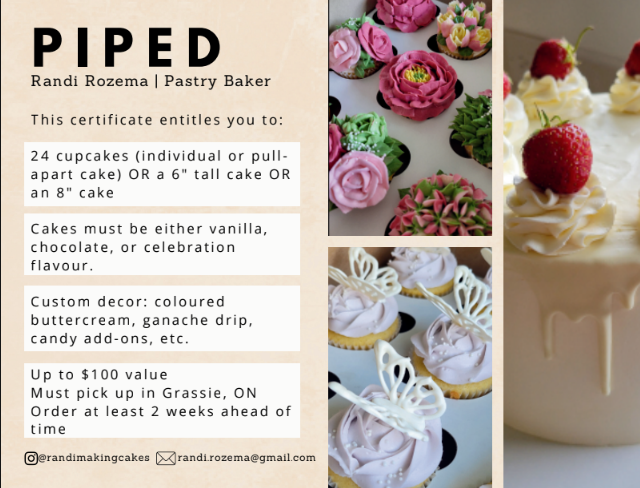 24 Cupcakes or 1 Custom Cake by Piped