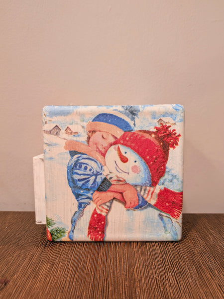 Winter Snowman Decoupage Light