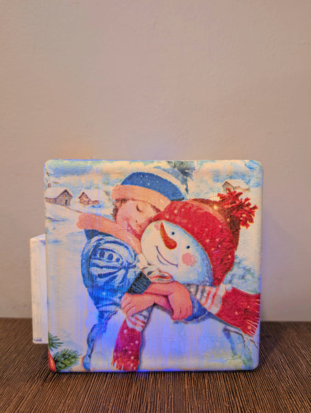 Winter Snowman Decoupage Light