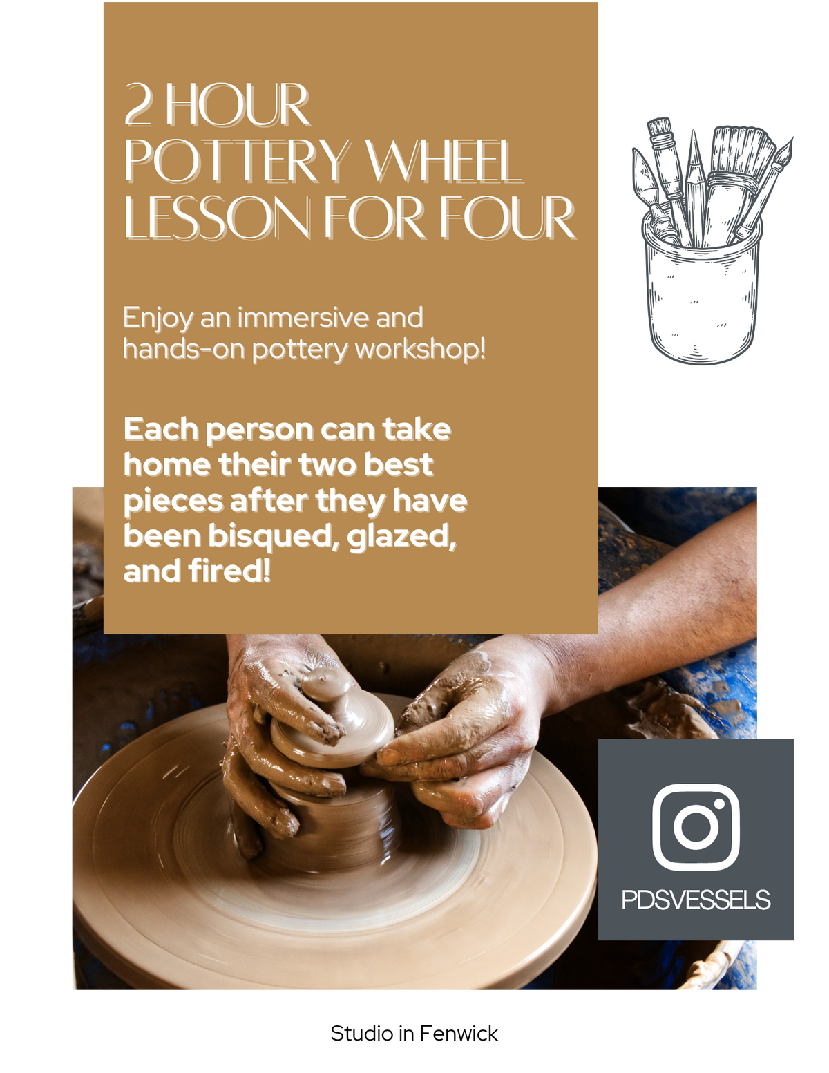 2 Hour Pottery Wheel Lesson for Four